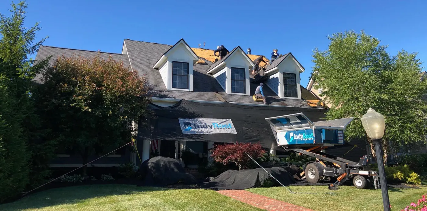 Storm damage documentation on a Hazel Dell commercial building